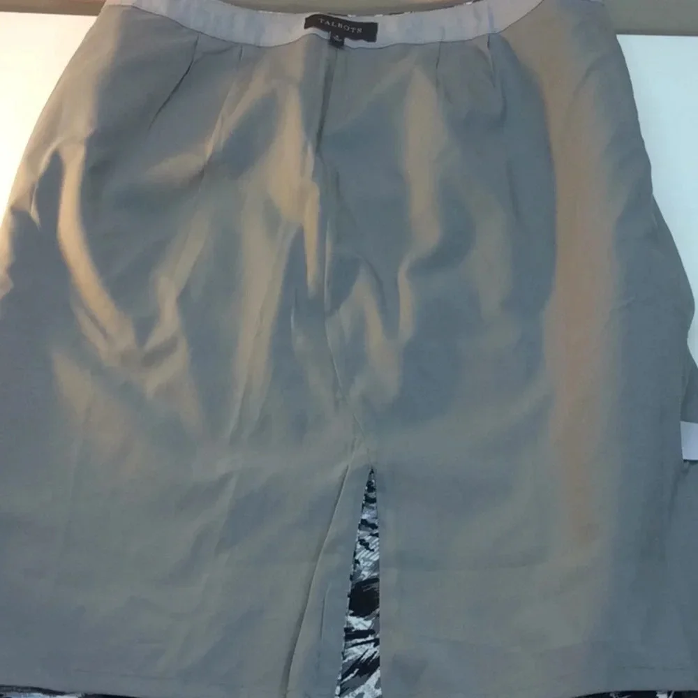 Talbots Gray, Black&White Pencil Skirt Side Zipper - Picture 7 of 8